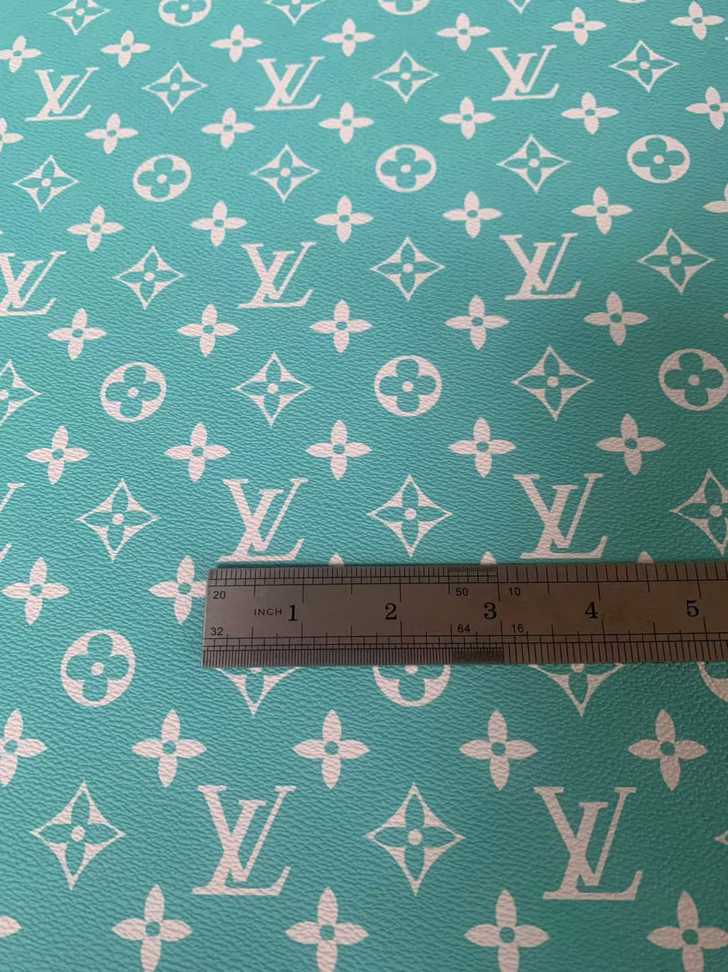 Classic Bright Blue LV Vinyl leather fabric&nbsp; For Handmade Handicraft Goods