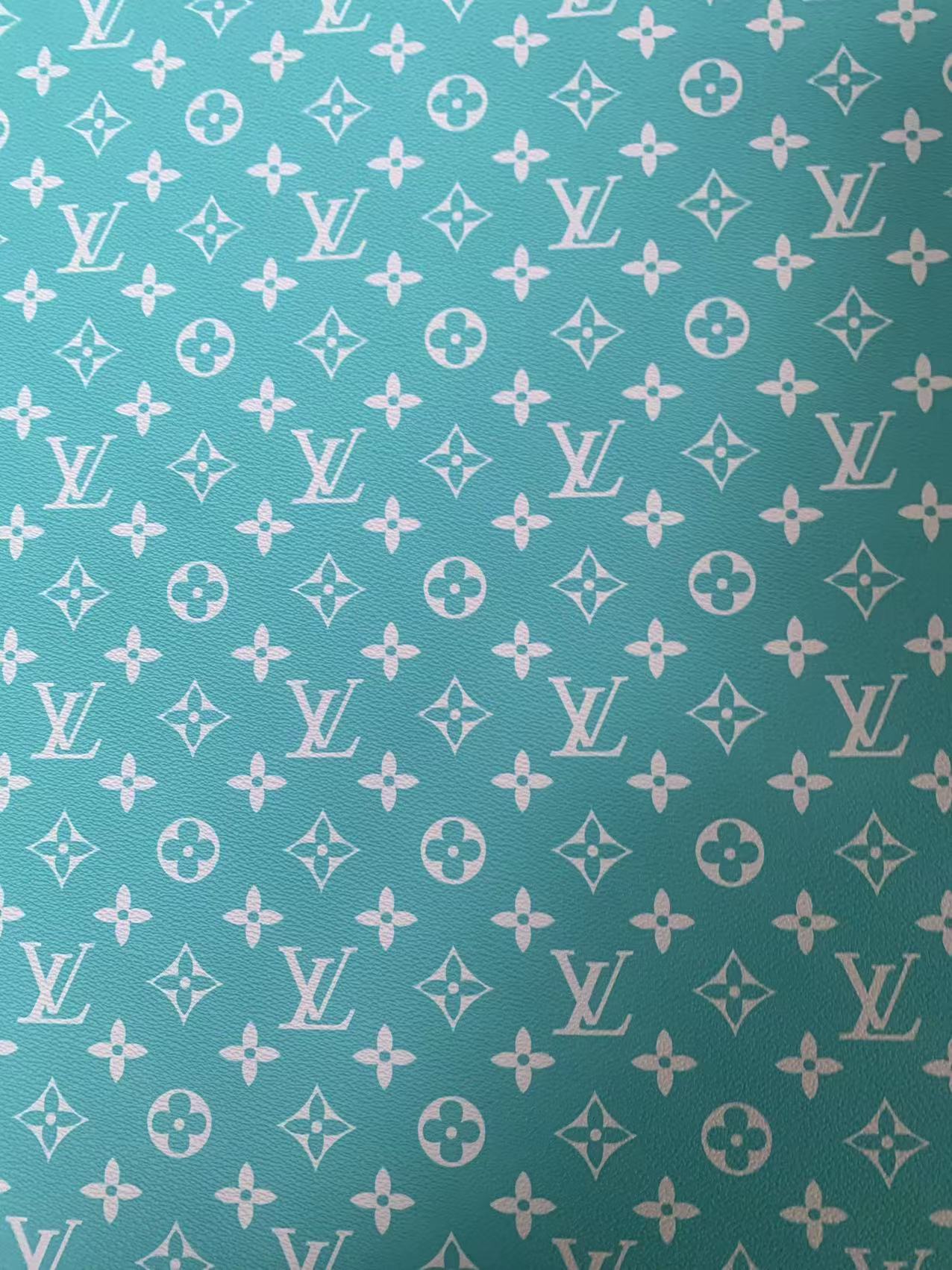Classic Bright Blue LV Vinyl leather fabric&nbsp; For Handmade Handicraft Goods