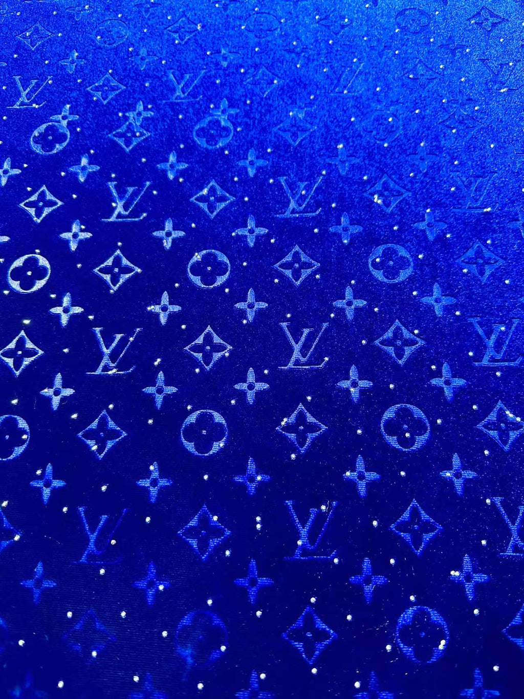 Fashion Luxury LV With Diamond Knitting Velvet Fabric For Handmade Sneaker, Upholstery ,Apparel By Yard(Blue)