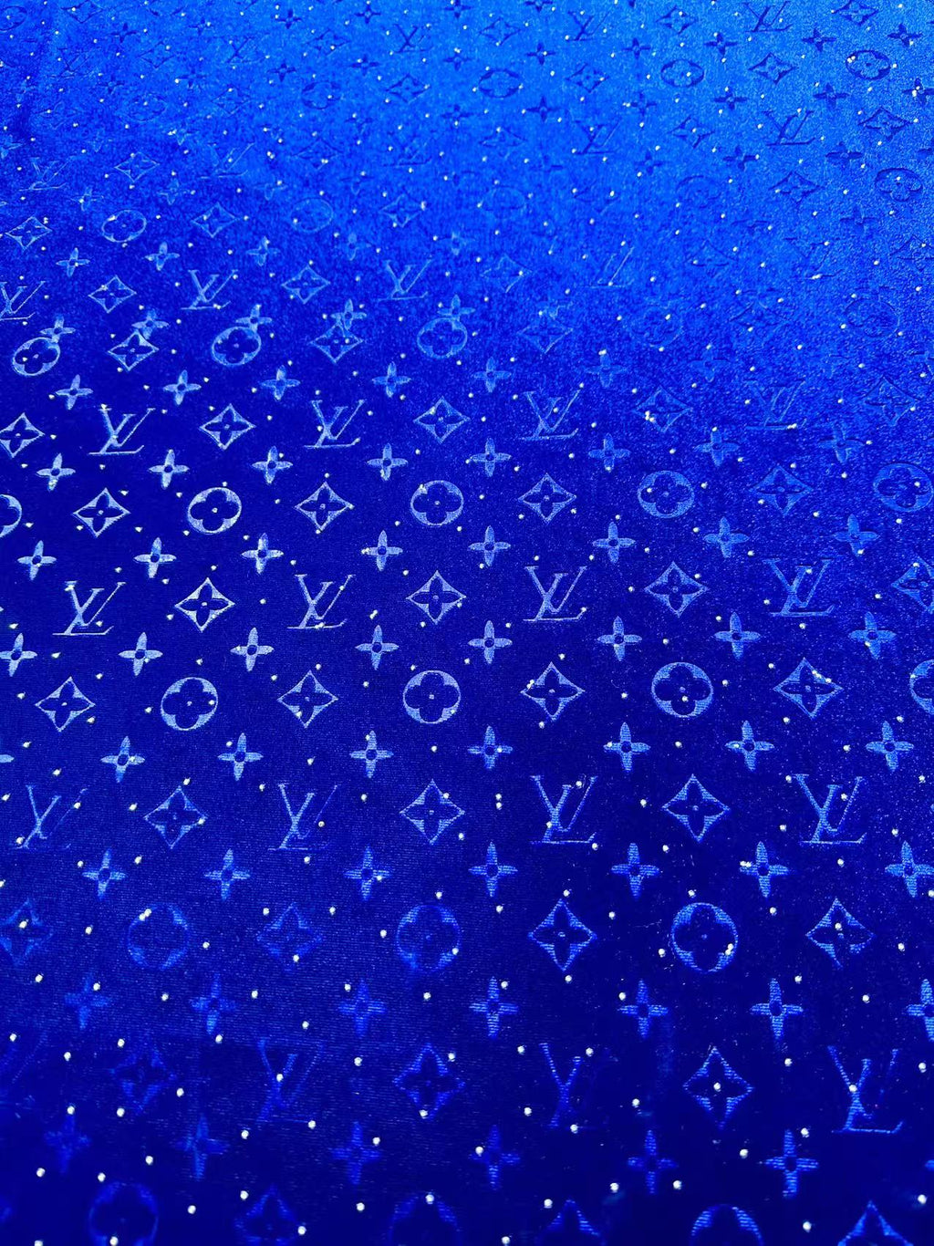 Fashion Luxury LV With Diamond Knitting Velvet Fabric For Handmade Sneaker, Upholstery ,Apparel By Yard(Blue)