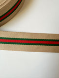 Craft Gucci 1.5 inch Strap ,Handmade Striped Ribbon Trim Embroidered For Handicrafts By Yard