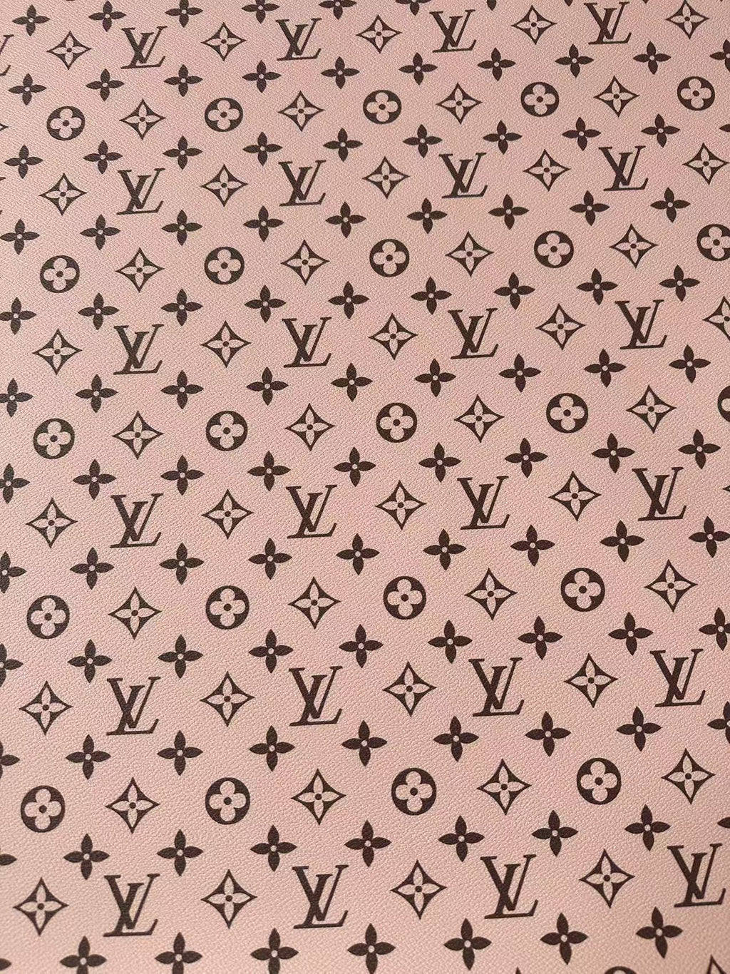 Fashion Baby Pink With Black LV Vinyl Leather For Handmade Sneaker, Upholstery Handicraft By Yard