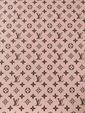 Fashion Baby Pink With Black LV Vinyl Leather For Handmade Sneaker, Upholstery Handicraft By Yard