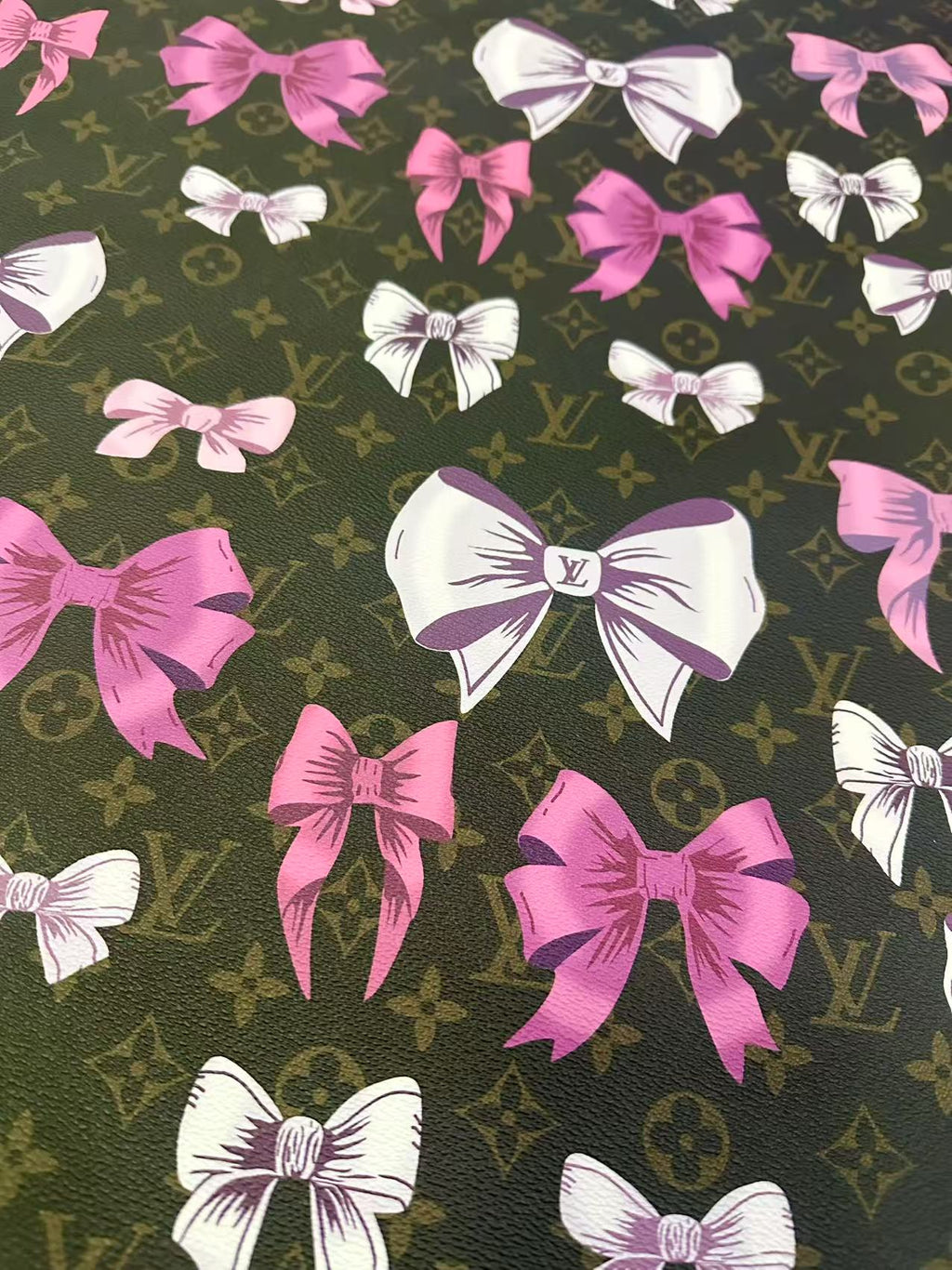 Fashion LV With Bow Vinyl Leather Fabric For Handmade Sneaker,Upholstery Goods By Yard