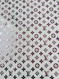 Classic LV Lighting Colorful Embossed Leather Fabric ,Handmade Bags ,Shoes Upholstery Leather By Yard (Rose Red)