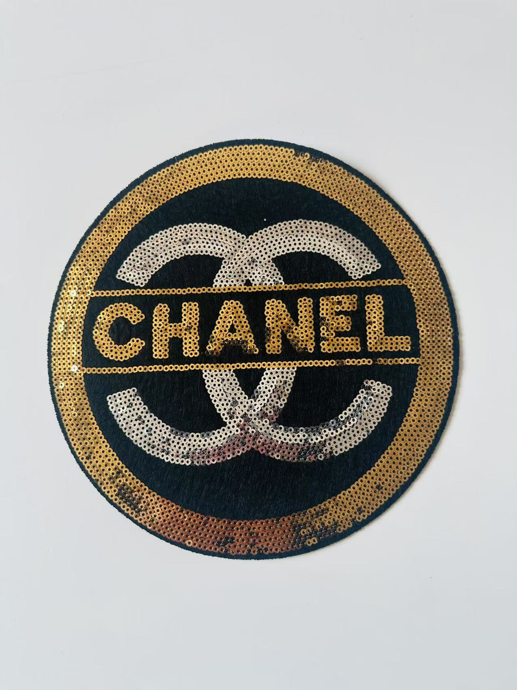 Craft Chanel 7.6"x7.6" Circle Embroidery Sequins Patches For Handmade Apparel