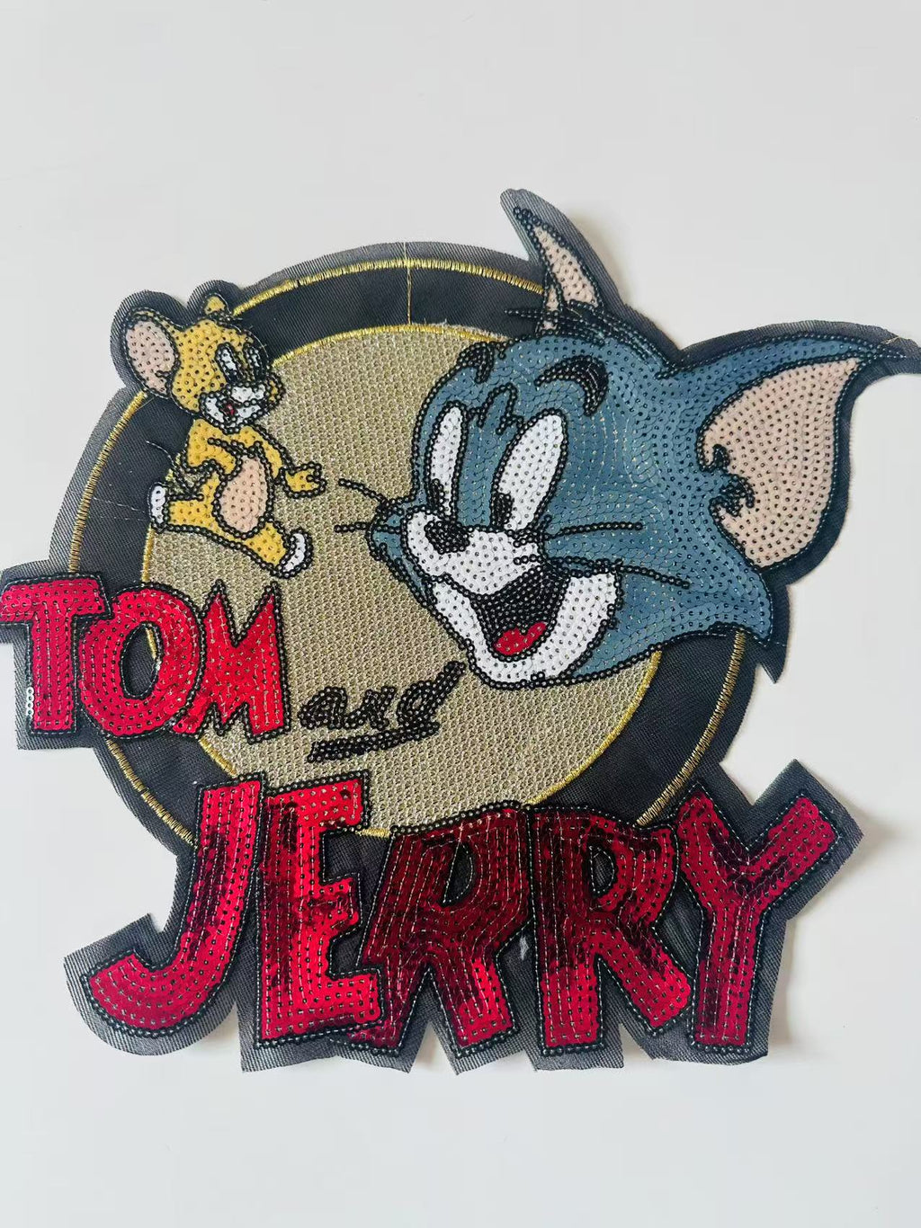 Craft Tom And Jerry 12.5"x10.5"Embroidery Sequins Patches For Handmade Apparel