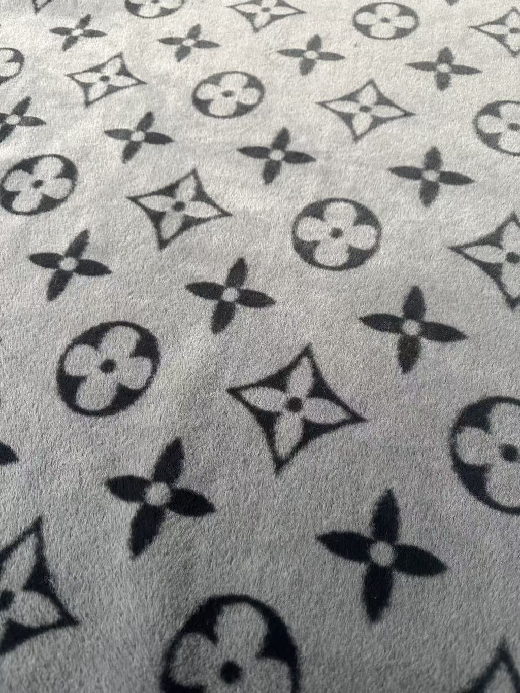 Big LV Design Gray NO LOGO Rabbit Plush Fabric, Cony Fabric For Handmade Clothing By Yard
