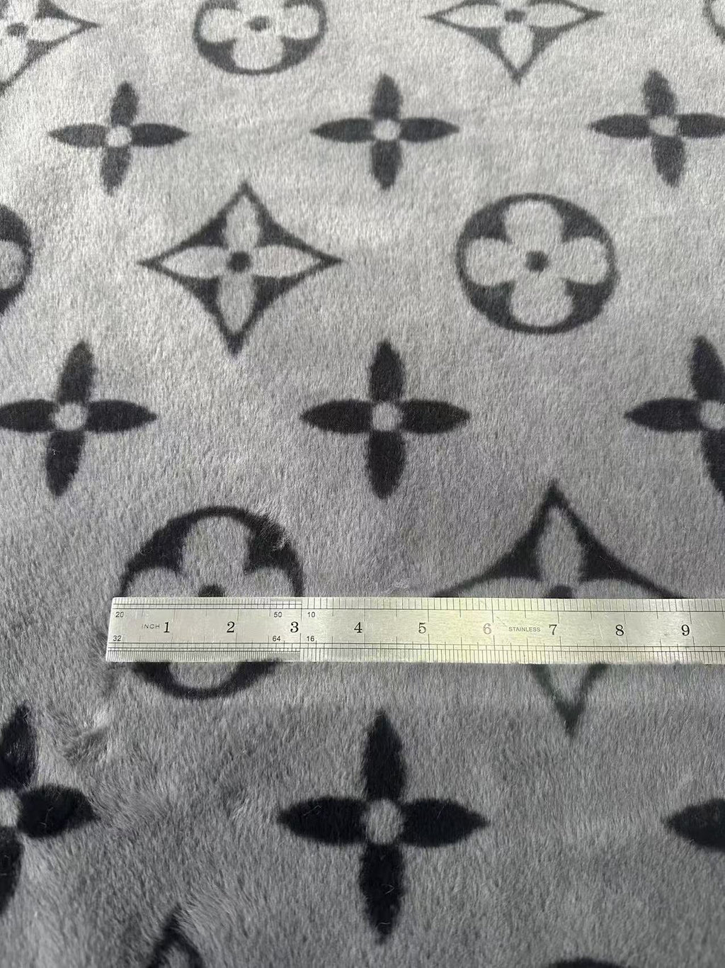 Big LV Design Gray NO LOGO Rabbit Plush Fabric, Cony Fabric For Handmade Clothing By Yard