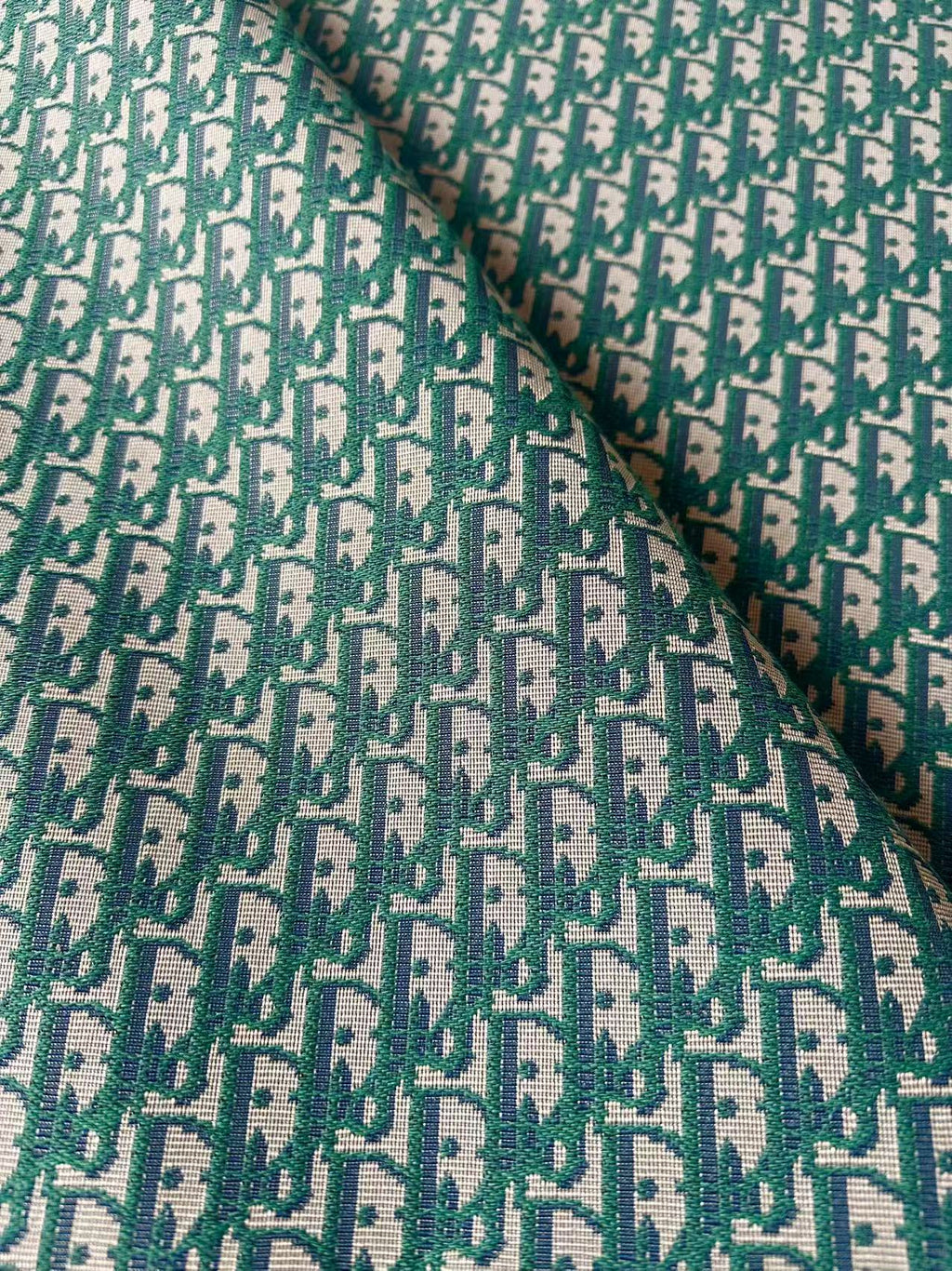 Craft Dior Canvas Jacquard Cloth Fabric For Handmade Bags, Sneaker, Hat Fabric By Yard(Green)