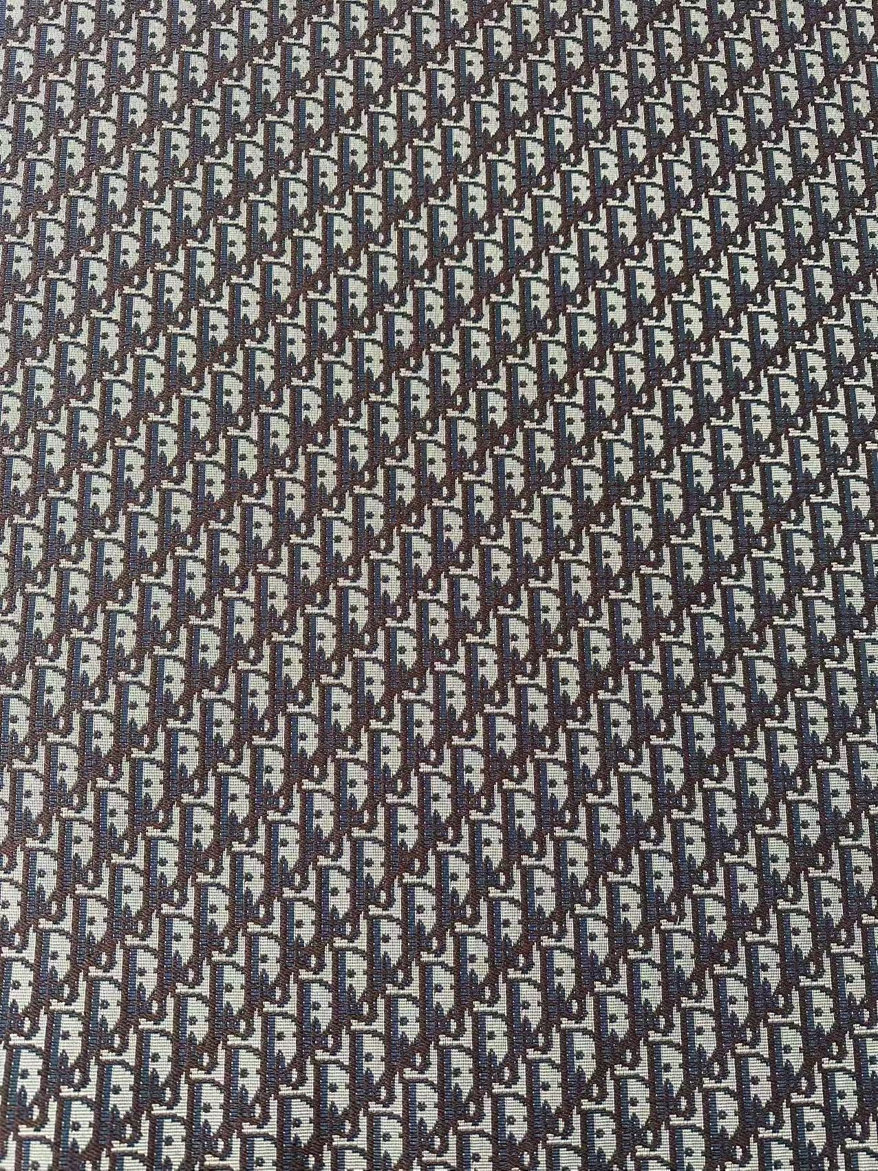 Craft Dior Canvas Jacquard Cloth Fabric For Handmade Bags, Sneaker, Hat Fabric By Yard(Coffee)