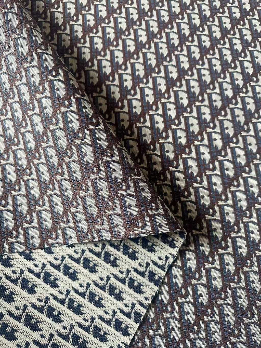 Craft Dior Canvas Jacquard Cloth Fabric For Handmade Bags, Sneaker, Hat Fabric By Yard(Coffee)