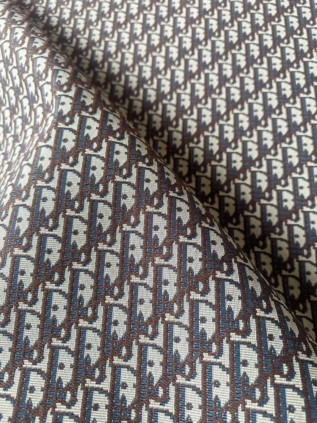 Craft Dior Canvas Jacquard Cloth Fabric For Handmade Bags, Sneaker, Hat Fabric By Yard(Coffee)