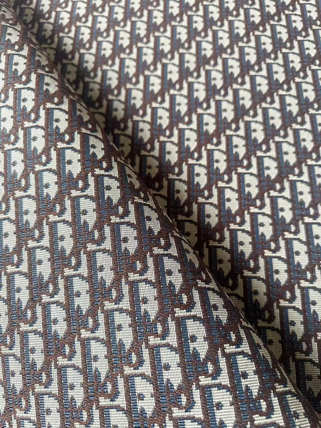 Craft Dior Canvas Jacquard Cloth Fabric For Handmade Bags, Sneaker, Hat Fabric By Yard(Coffee)