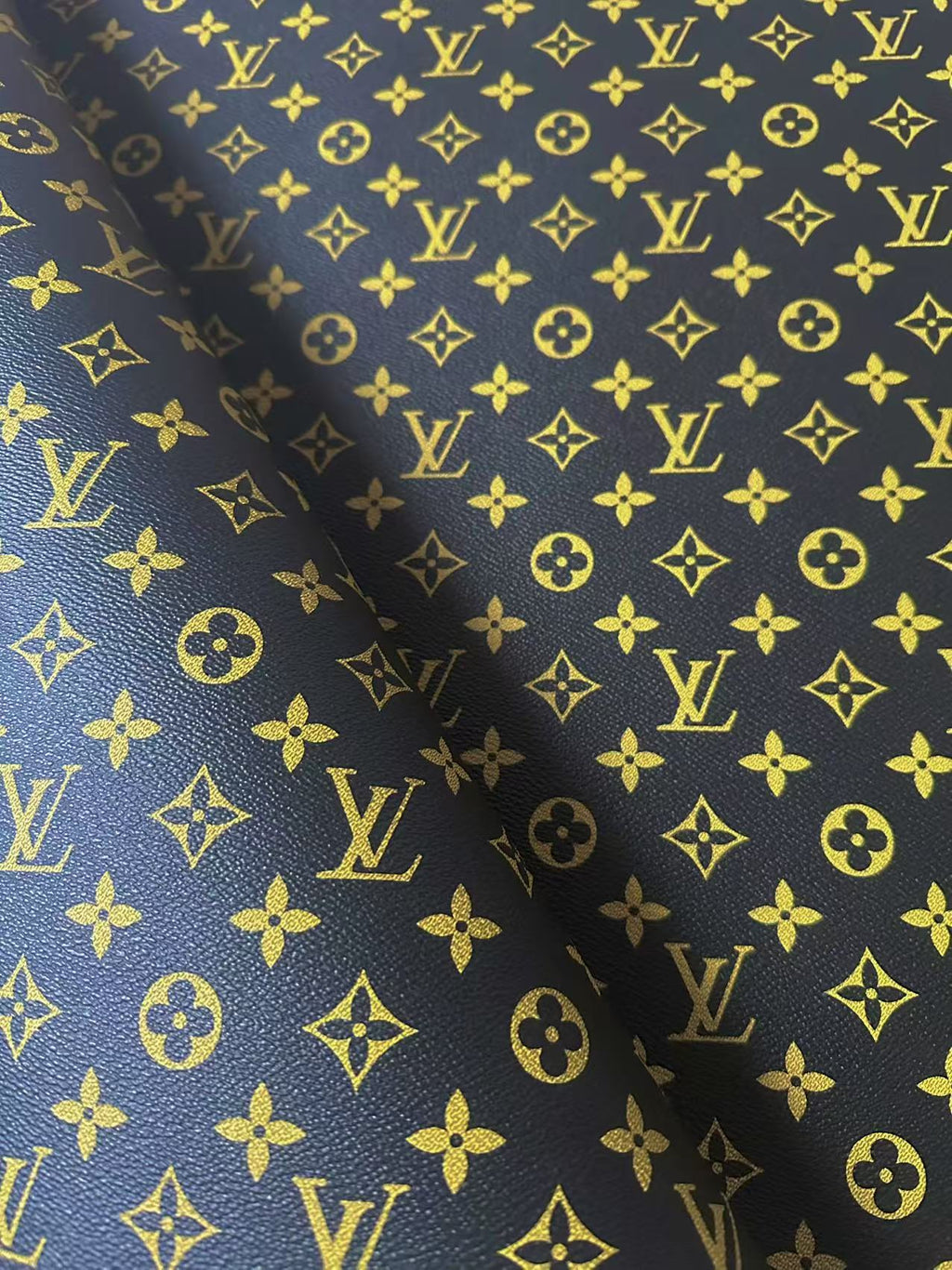 Fashion Black With Yellow LV Vinyl Leather Fabric For Handmade Sneaker,Upholstery Goods By Yard