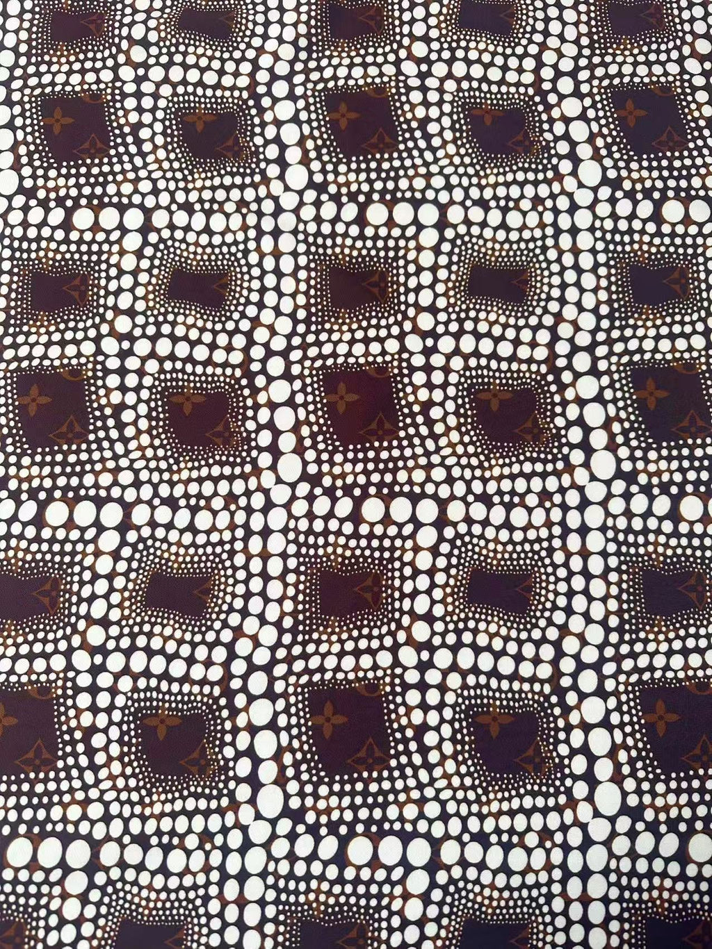 Craft Brown LV With White Dots Cotton And Polyester Cloth Fabric For DIY Handicraft Apparel