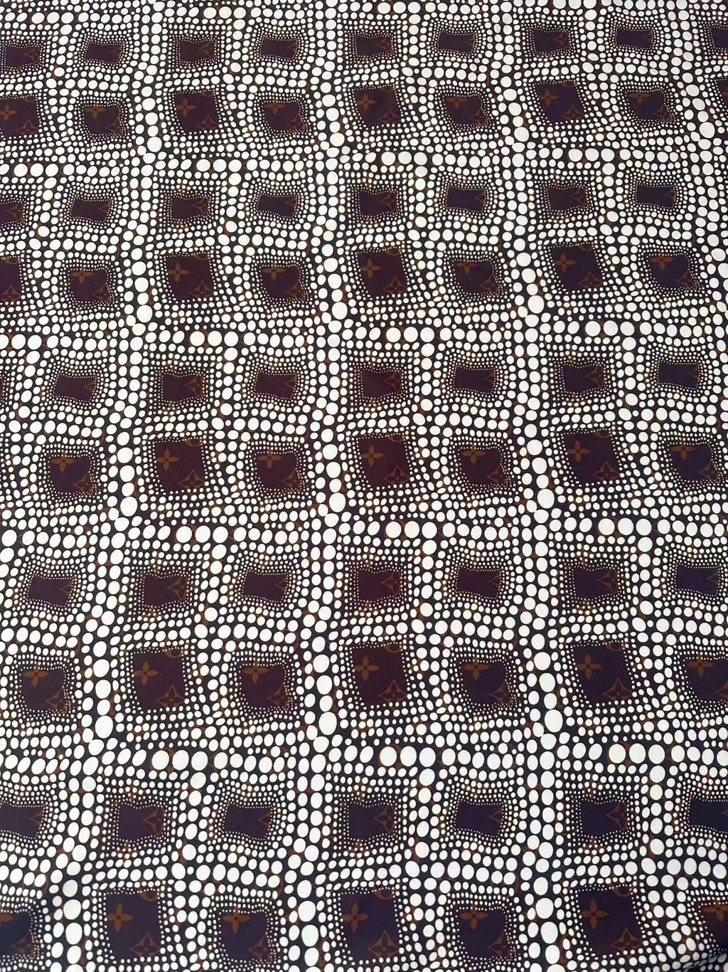 Craft Brown LV With White Dots Cotton And Polyester Cloth Fabric For DIY Handicraft Apparel
