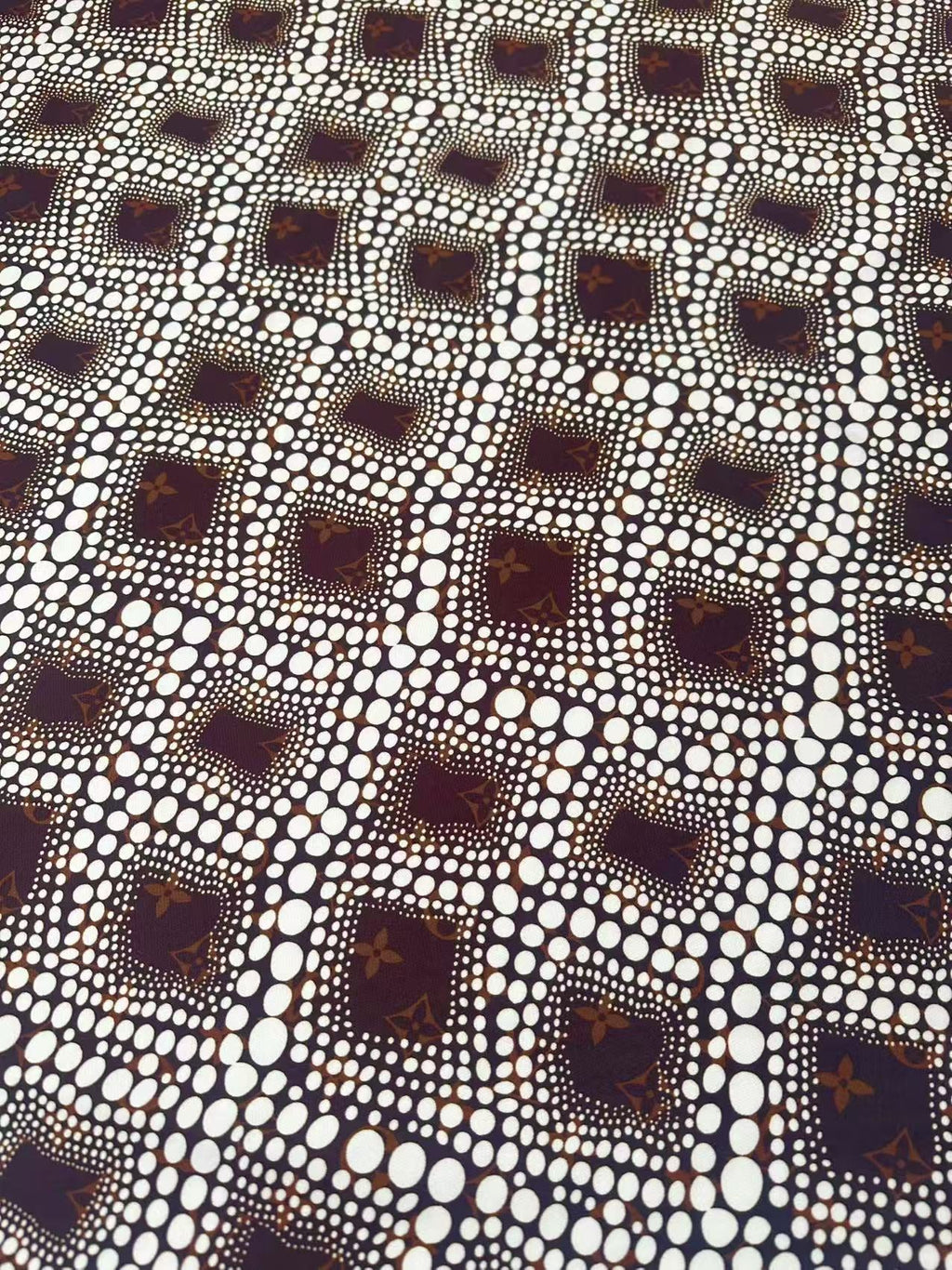Craft Brown LV With White Dots Cotton And Polyester Cloth Fabric For DIY Handicraft Apparel