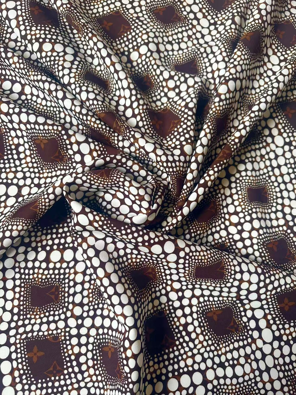 Craft Brown LV With White Dots Cotton And Polyester Cloth Fabric For DIY Handicraft Apparel