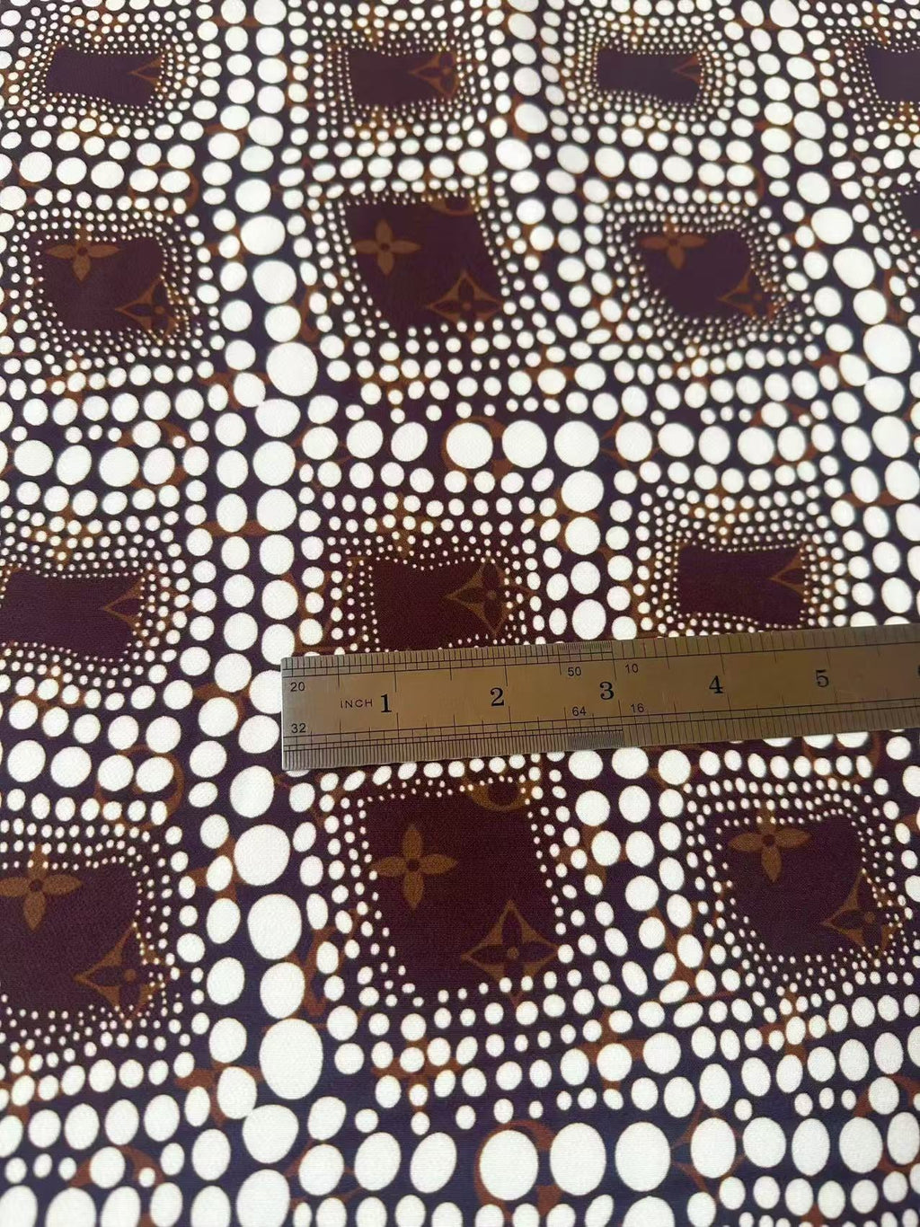 Craft Brown LV With White Dots Cotton And Polyester Cloth Fabric For DIY Handicraft Apparel
