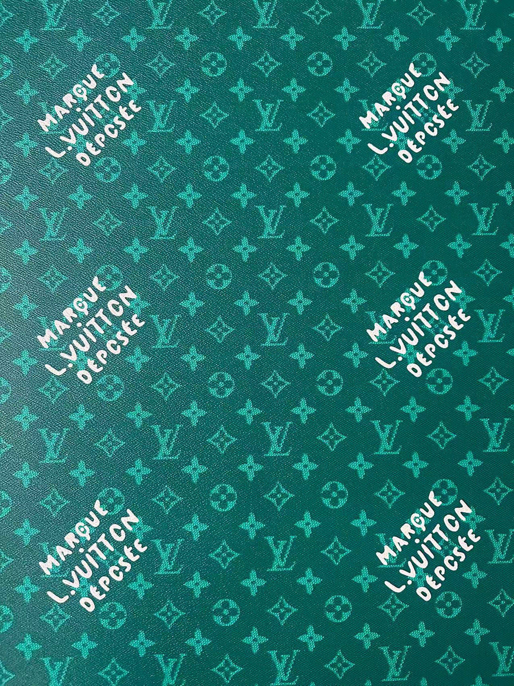 Craft Best Quality Green LV Vinyl Leather For Handmade Sneaker,Upholstery,Furniture By Yard