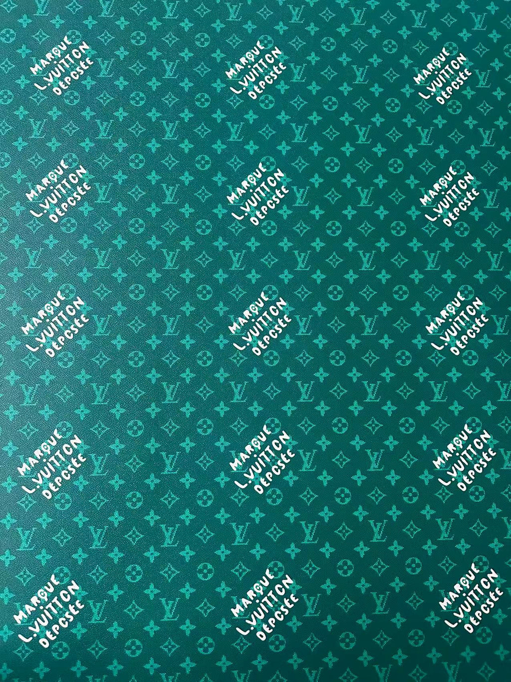 Craft Best Quality Green LV Vinyl Leather For Handmade Sneaker,Upholstery,Furniture By Yard