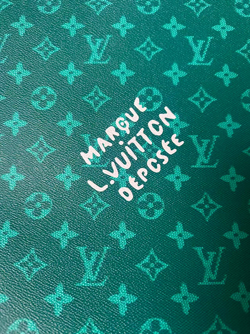 Craft Best Quality Green LV Vinyl Leather For Handmade Sneaker,Upholstery,Furniture By Yard