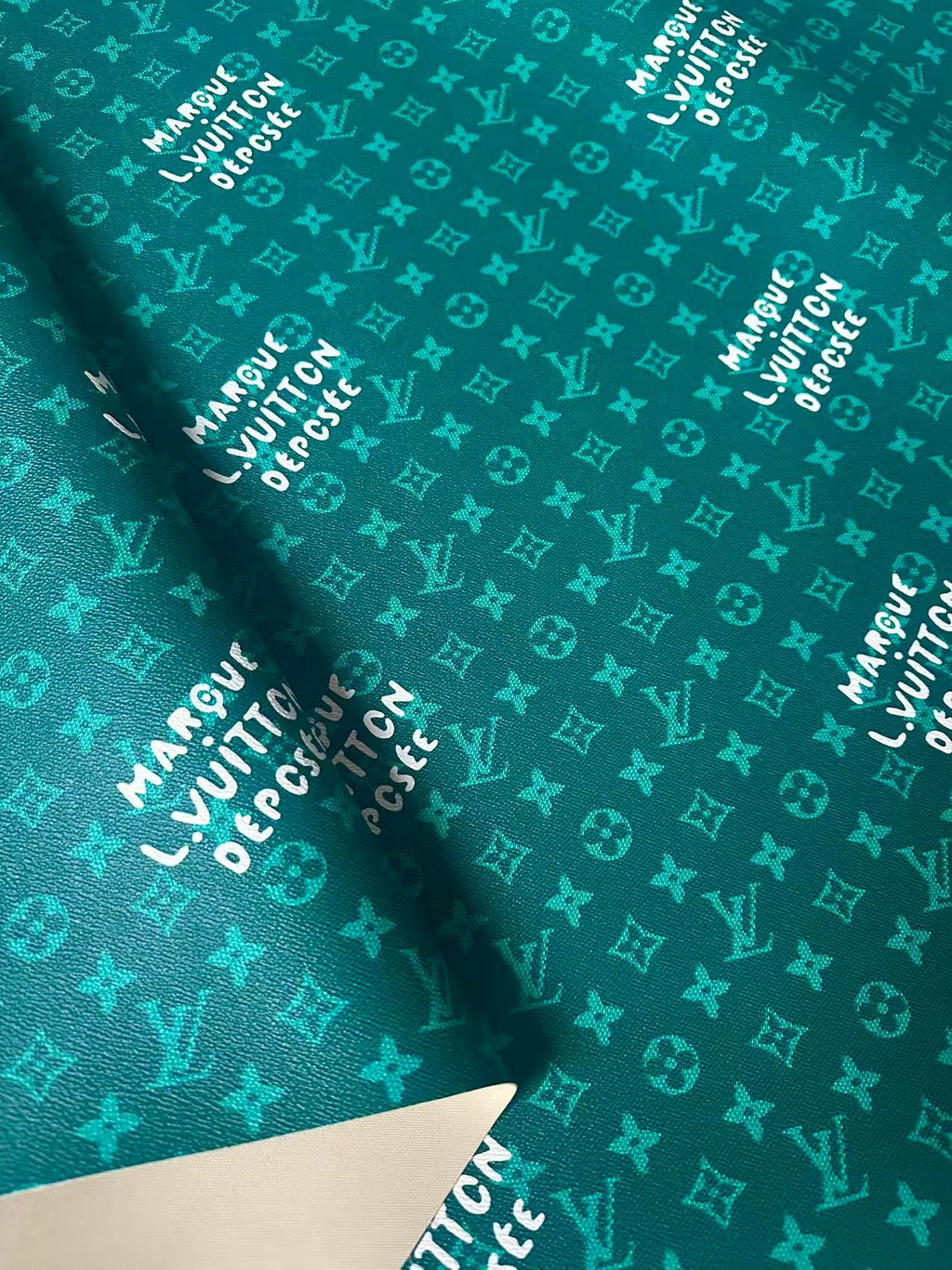 Craft Best Quality Green LV Vinyl Leather For Handmade Sneaker,Upholstery,Furniture By Yard