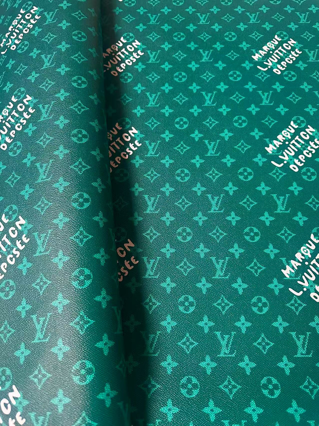 Craft Best Quality Green LV Vinyl Leather For Handmade Sneaker,Upholstery,Furniture By Yard