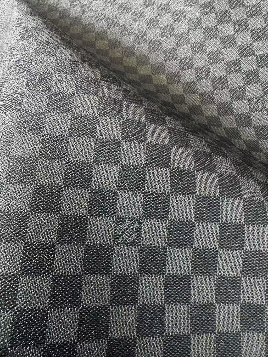Craft Dark Black Louis Vuitton Damier Vinyl Leather For Handmade Bag , Shoes ,Upholstery, Grid Cup Mat Leather By Yard(Black)