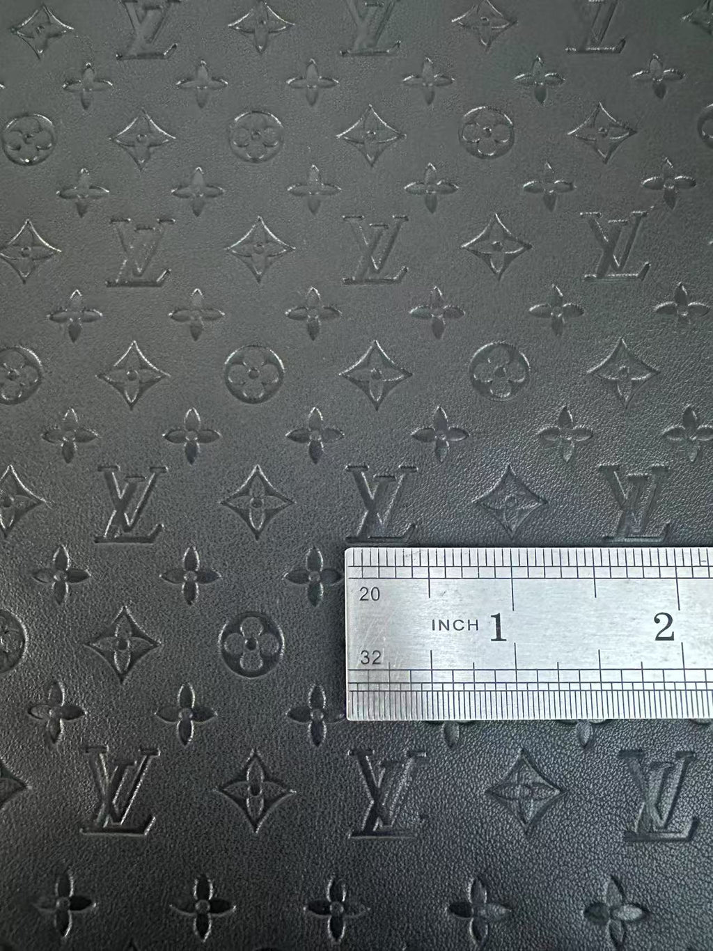 Craft 0.5 Inch LV Black Embossed Leather For Handmade Upholstery,Shoes Goods By Yard