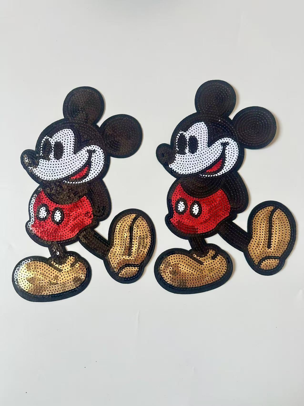 Craft Mickey Mouse 11"x7.5"Embroidery Sequins Patches For Handmade Apparel