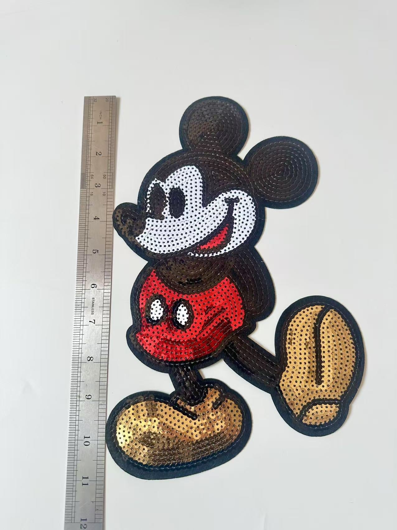 Craft Mickey Mouse 11"x7.5"Embroidery Sequins Patches For Handmade Apparel