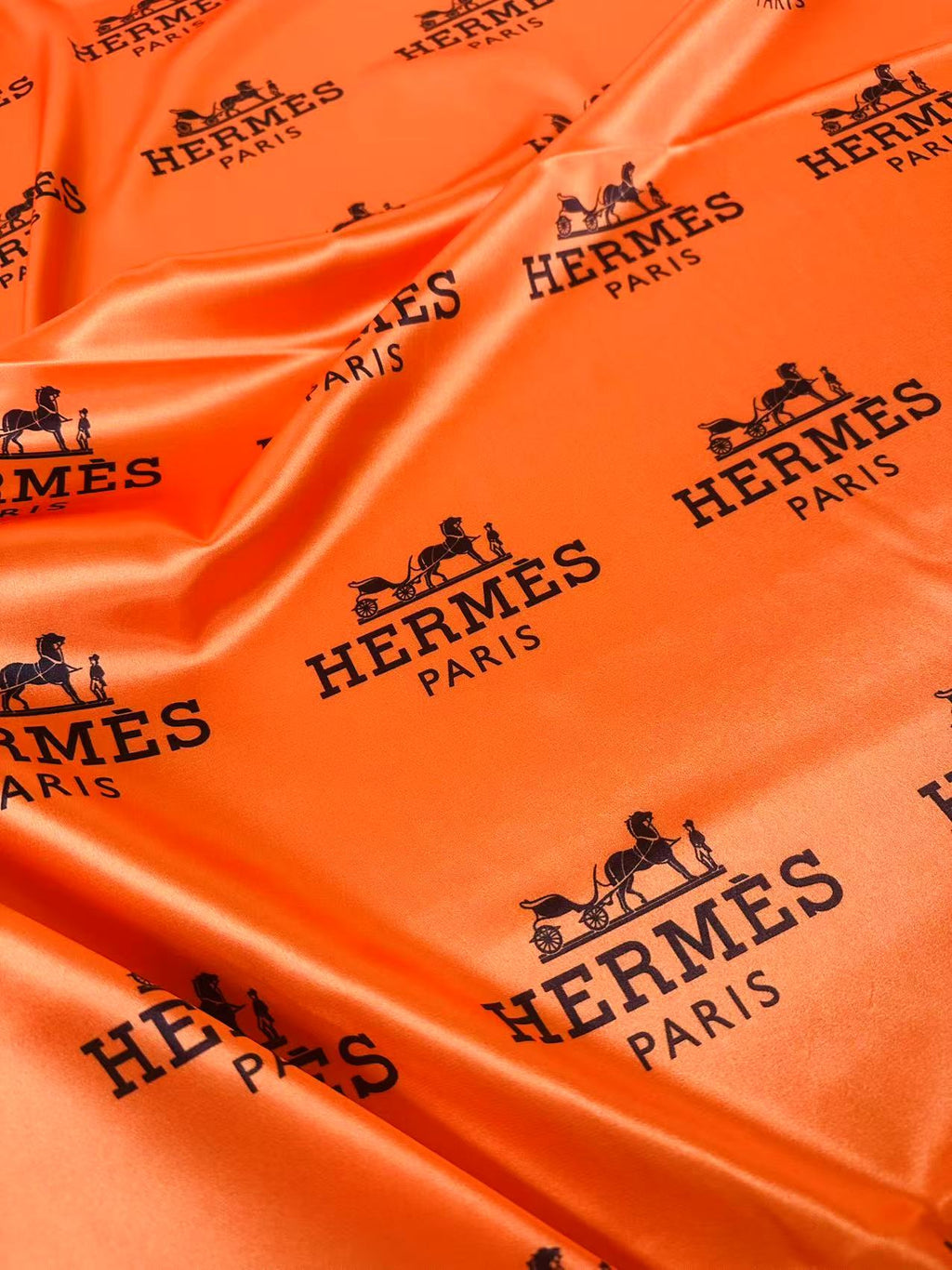 Classic Hermes Satin Shiny Cloth Fabric For Handmade Sewing Scarf ,Clothing Shoes By Yard