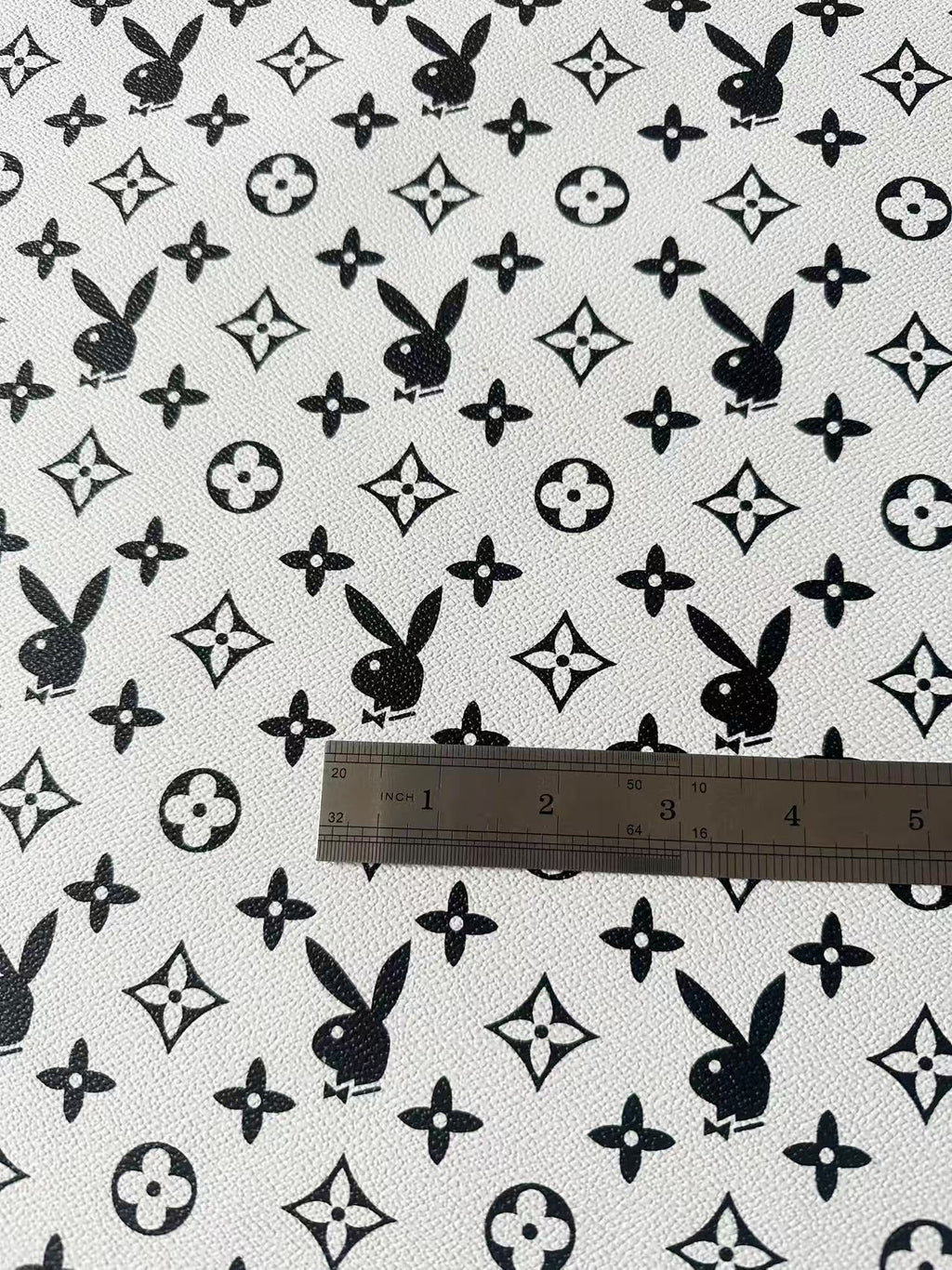 Craft LV With Playboy Leather Fabric For Handmade Sneaker, Upholstery Goods By Yard