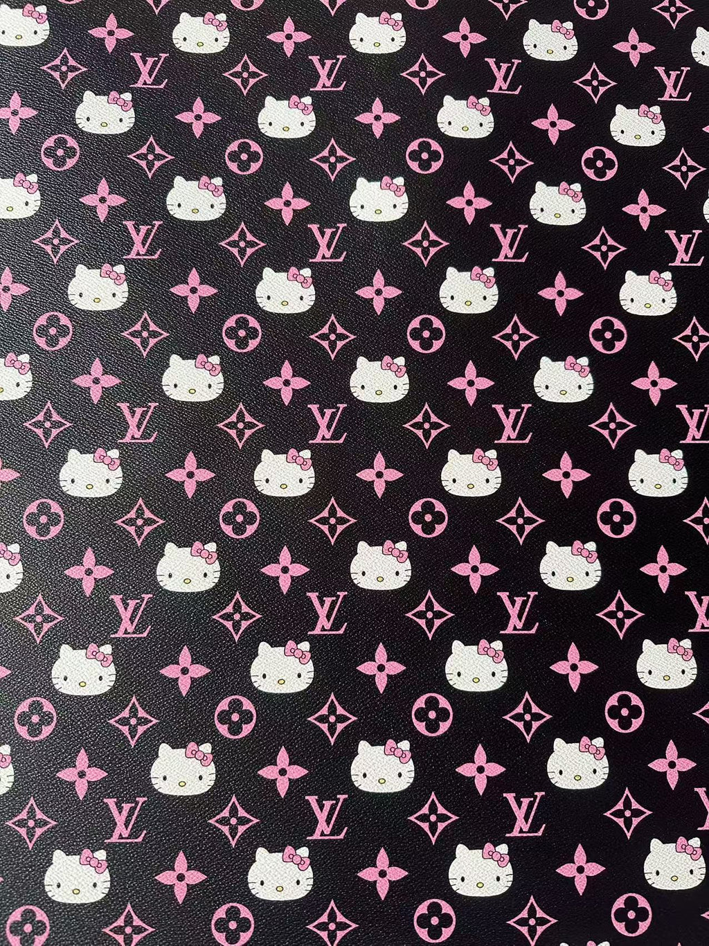 Craft Pink LV With Hello Kitty Vinly Leather For Handmade Shoes , Car Upholstery Handicraft Goods
