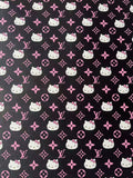 Craft Pink LV With Hello Kitty Vinly Leather For Handmade Shoes , Car Upholstery Handicraft Goods