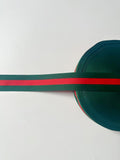 Craft Gucci 1.5 inch Strap ,Handmade Striped Ribbon Trim Embroidered For shoes ,Bags ,Handicrafts By Yard (Green with Red )