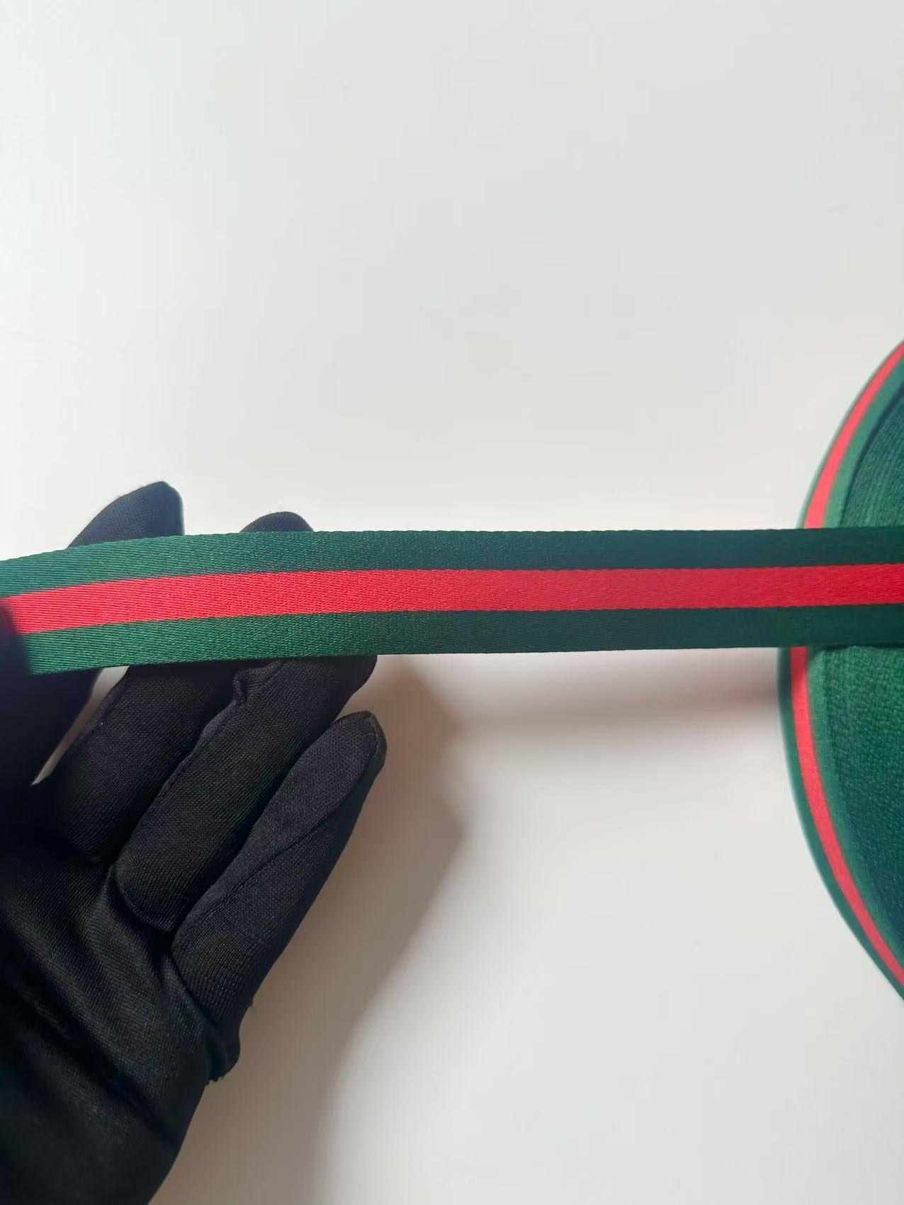 Craft Gucci 1 inch Strap ,Handmade Striped Ribbon Trim Embroidered For shoes ,Bags ,Handicrafts By Yard (Green with Red )