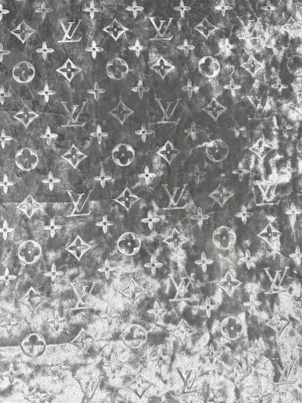 Popular Luxury LV Knitting Reflective Velvet Fabric For Handmade Sneaker,Dress Clothing and Apparel By Yard(Gray)