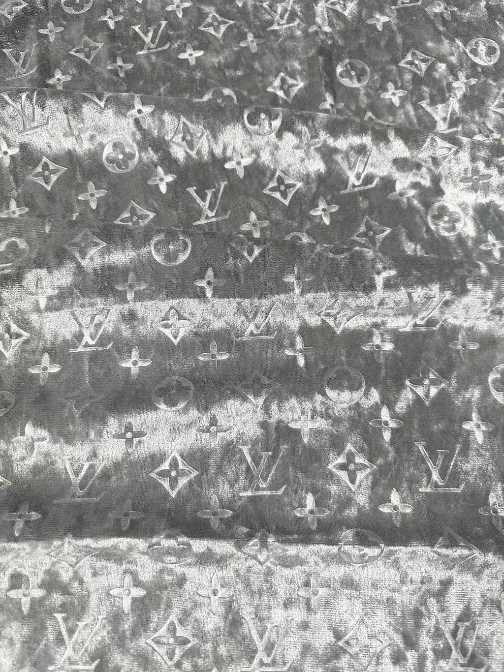 Popular Luxury LV Knitting Reflective Velvet Fabric For Handmade Sneaker,Dress Clothing and Apparel By Yard(Gray)