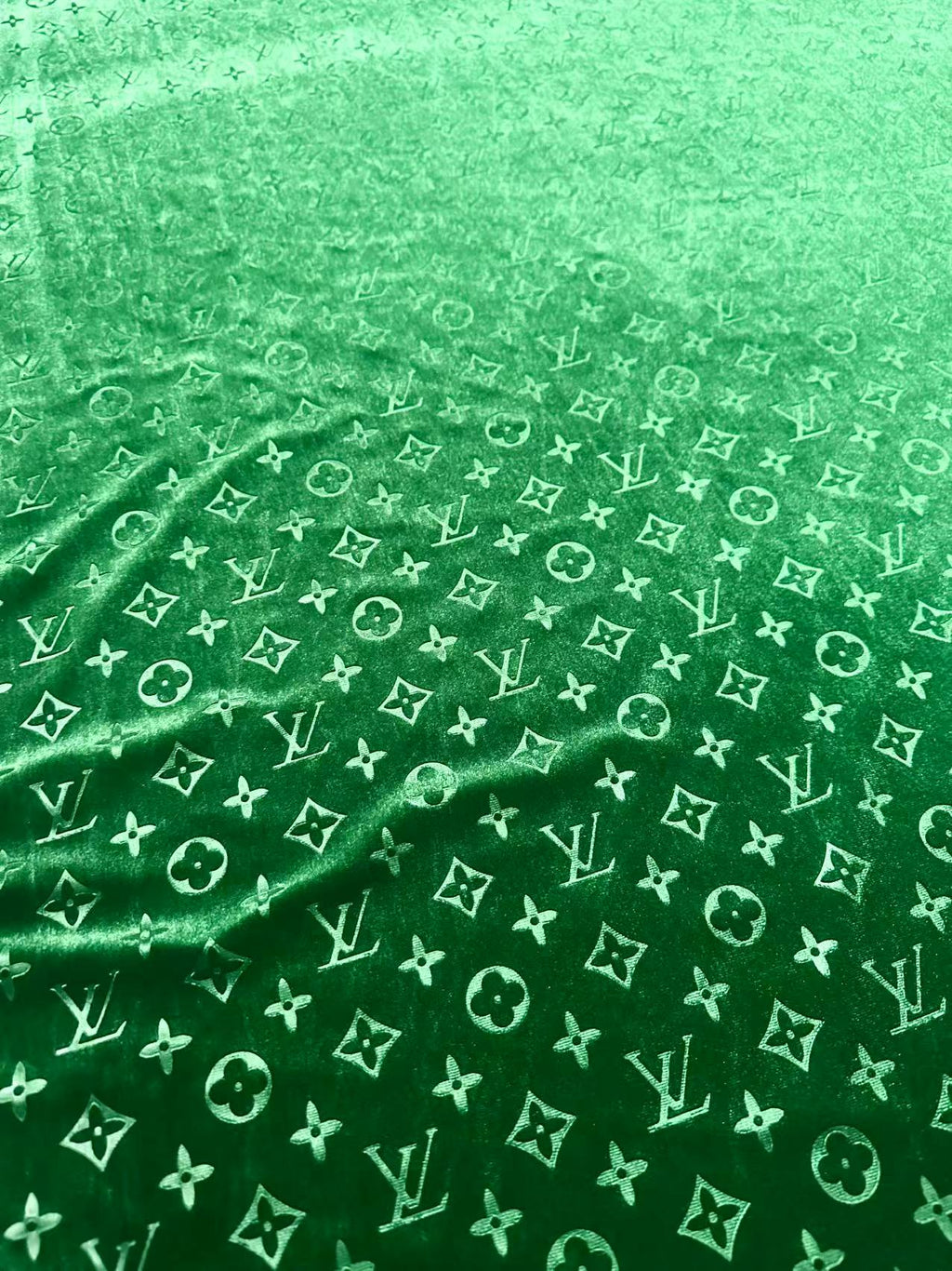 Popular Luxury LV Knitting Velvet Fabric For Handmade Sneaker,Car Upholstery and Apparel By Yard(Forest Green)