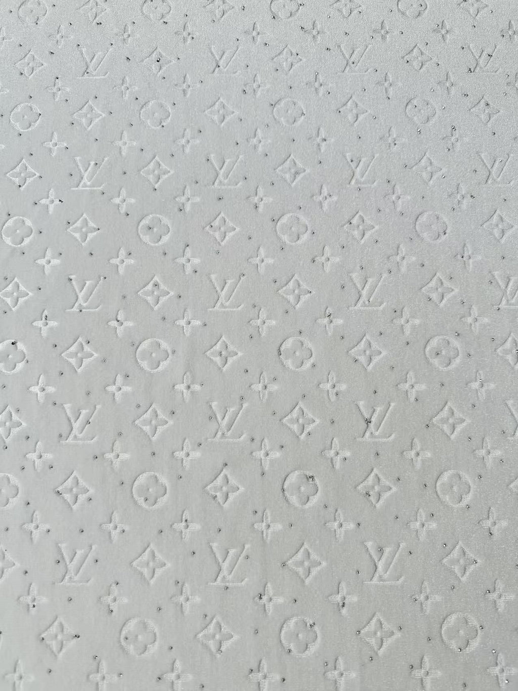 Fashion Luxury LV With Diamond Knitting Velvet Fabric For Handmade Sneaker, Upholstery ,Apparel By Yard(White)