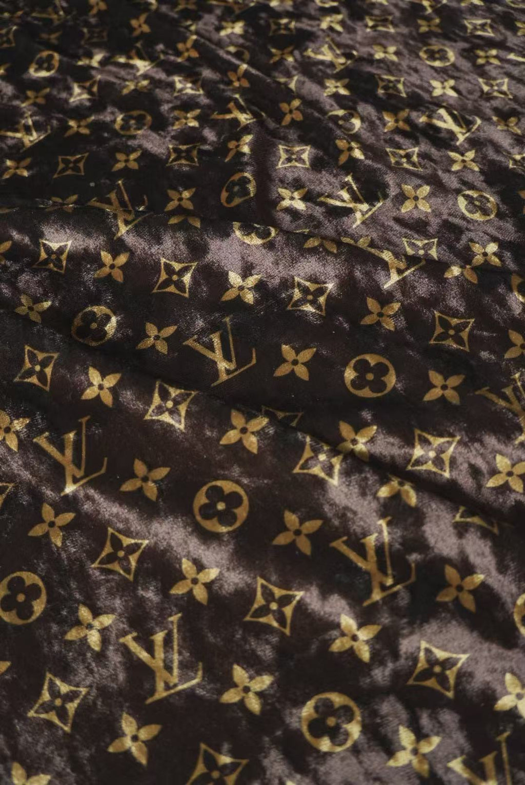 Craft Luxury LV Knitting Velvet Fabric For Handmade Sneaker,Car Upholstery and Clothing By Yard (Brown)