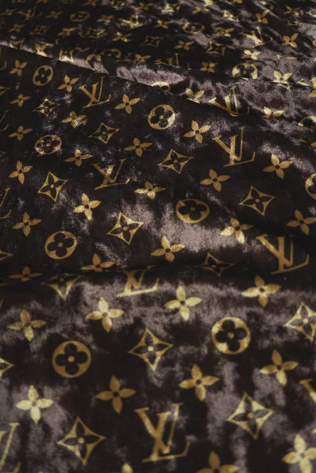 Craft Luxury LV Knitting Velvet Fabric For Handmade Sneaker,Car Upholstery and Clothing By Yard (Brown)