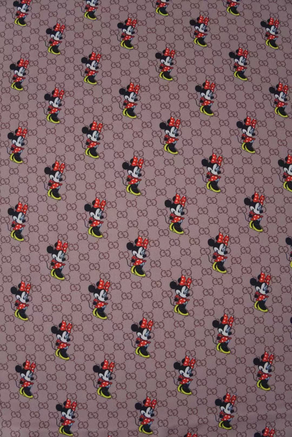 Fashion Gucci Disney Minnie Mouse Cotton With Polyester Fabric, Clothing Elastic Fabric By Yard