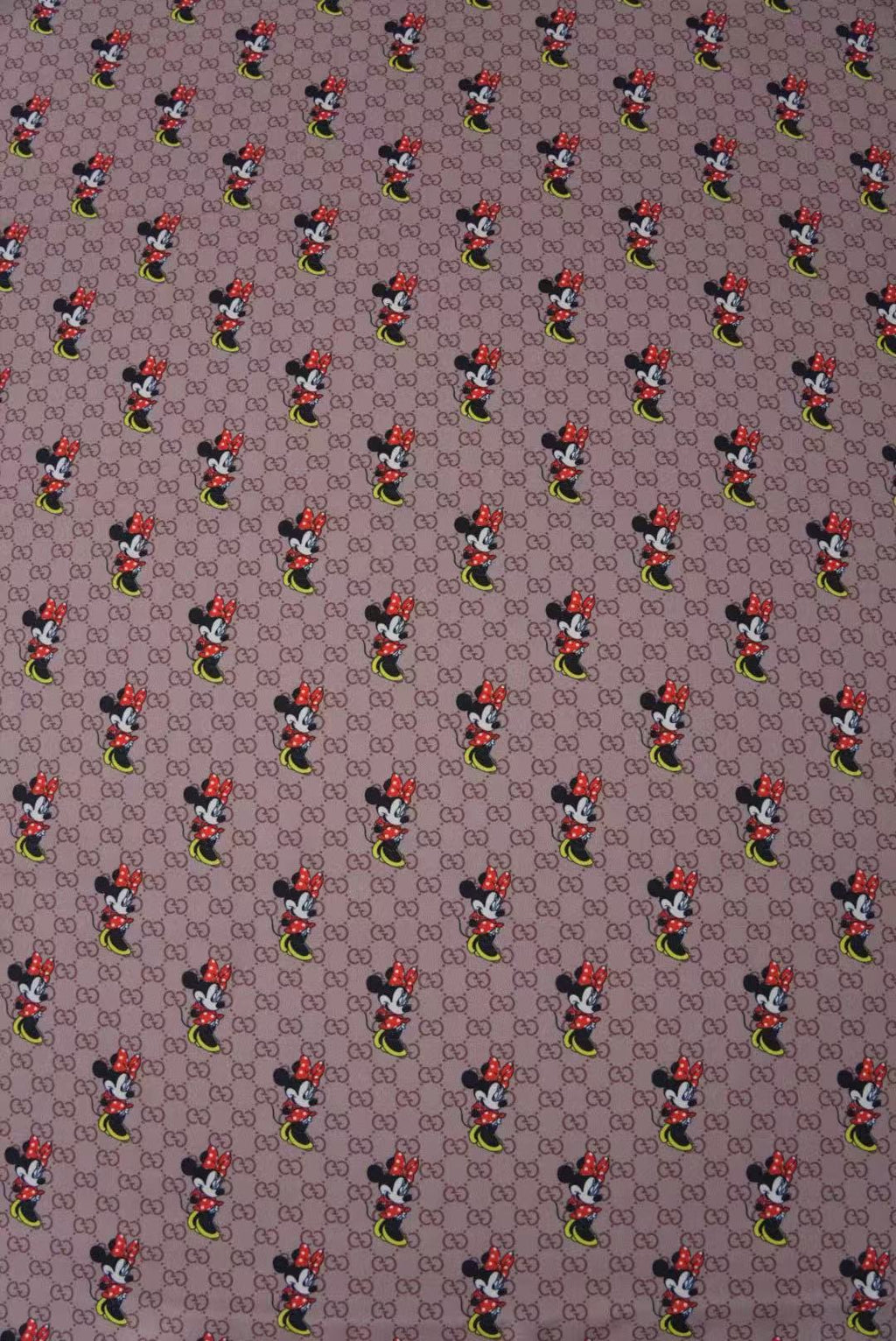 Fashion Gucci Disney Minnie Mouse Cotton With Polyester Fabric, Clothing Elastic Fabric By Yard
