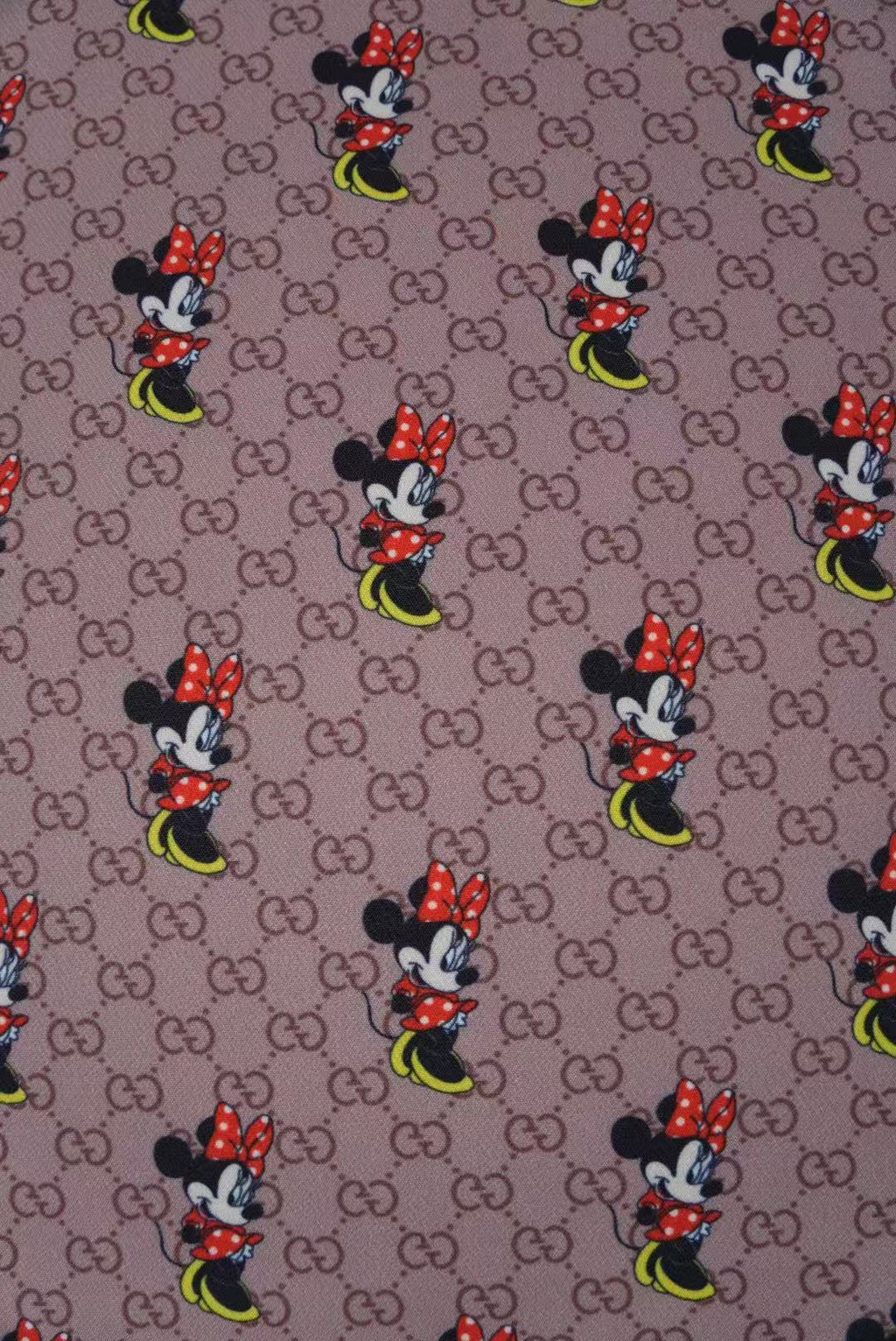 Fashion Gucci Disney Minnie Mouse Cotton With Polyester Fabric, Clothing Elastic Fabric By Yard