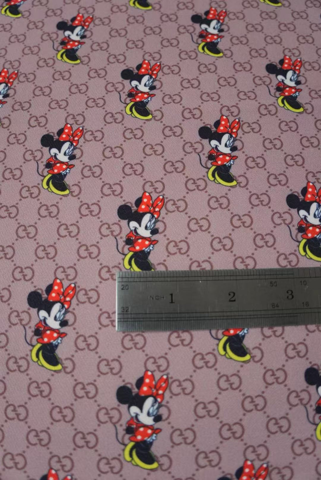 Fashion Gucci Disney Minnie Mouse Cotton With Polyester Fabric, Clothing Elastic Fabric By Yard