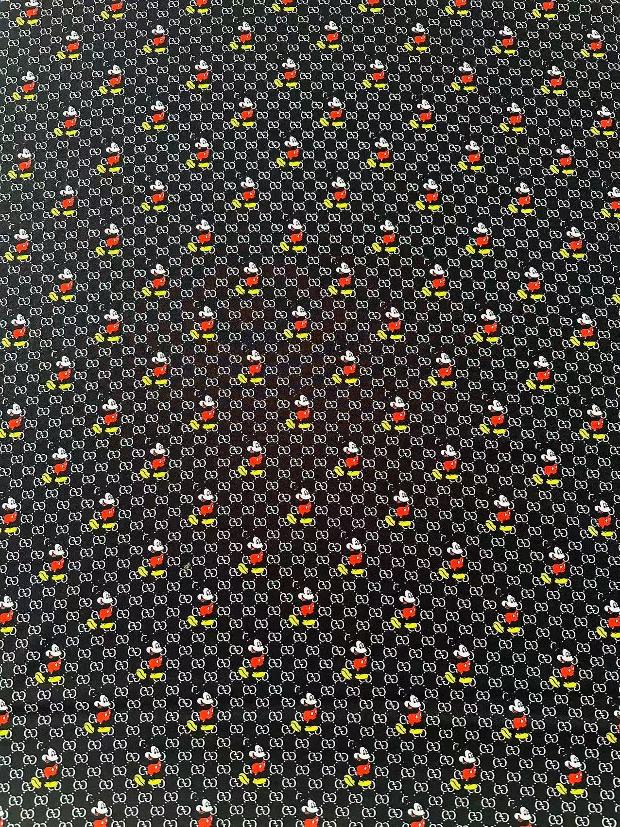 Fashion Gucci Disney Mickey Mouse Cotton With Polyester Fabric, Clothing Elastic Fabric By Yard